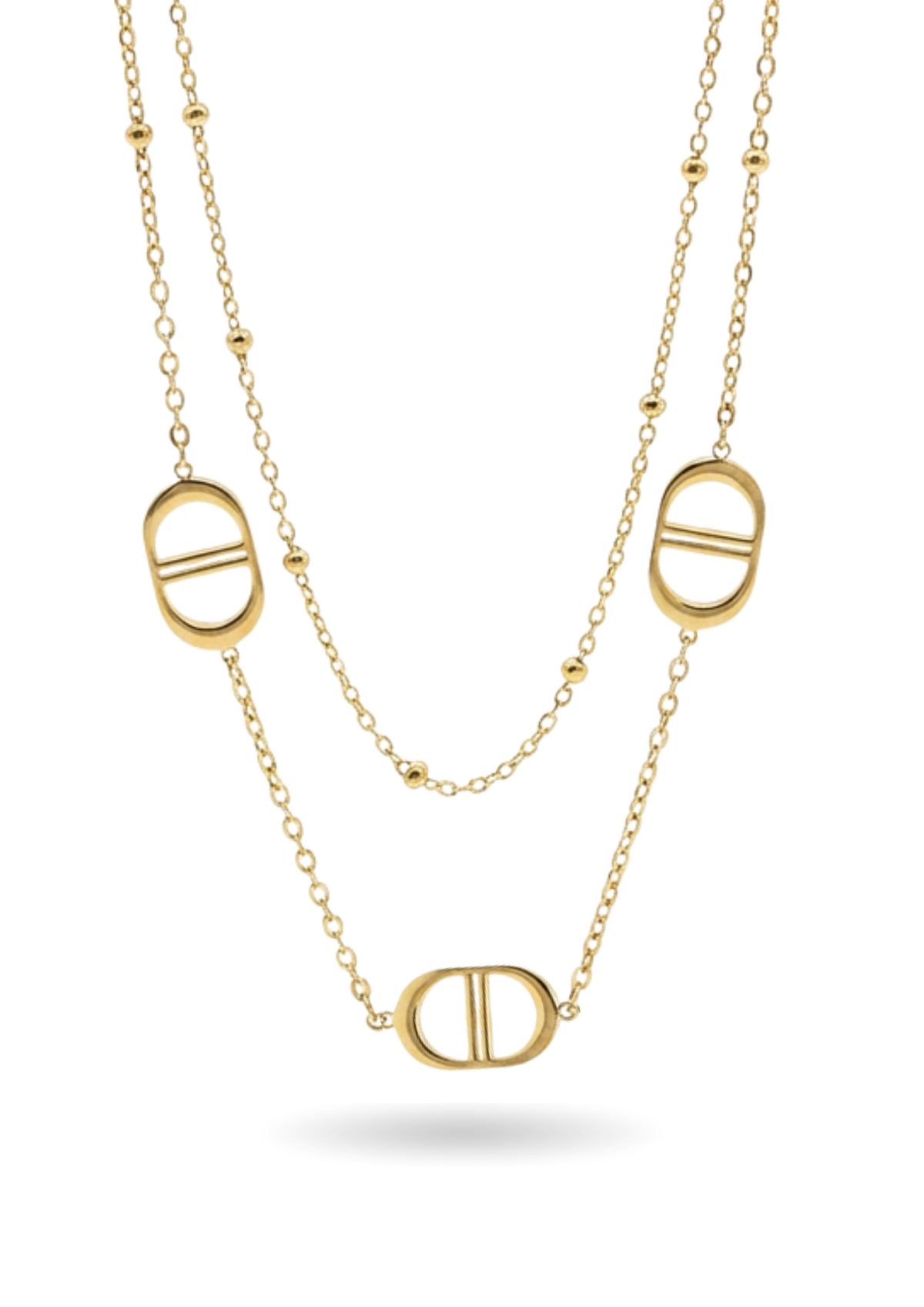 Collier Double Rang Maille Marine or