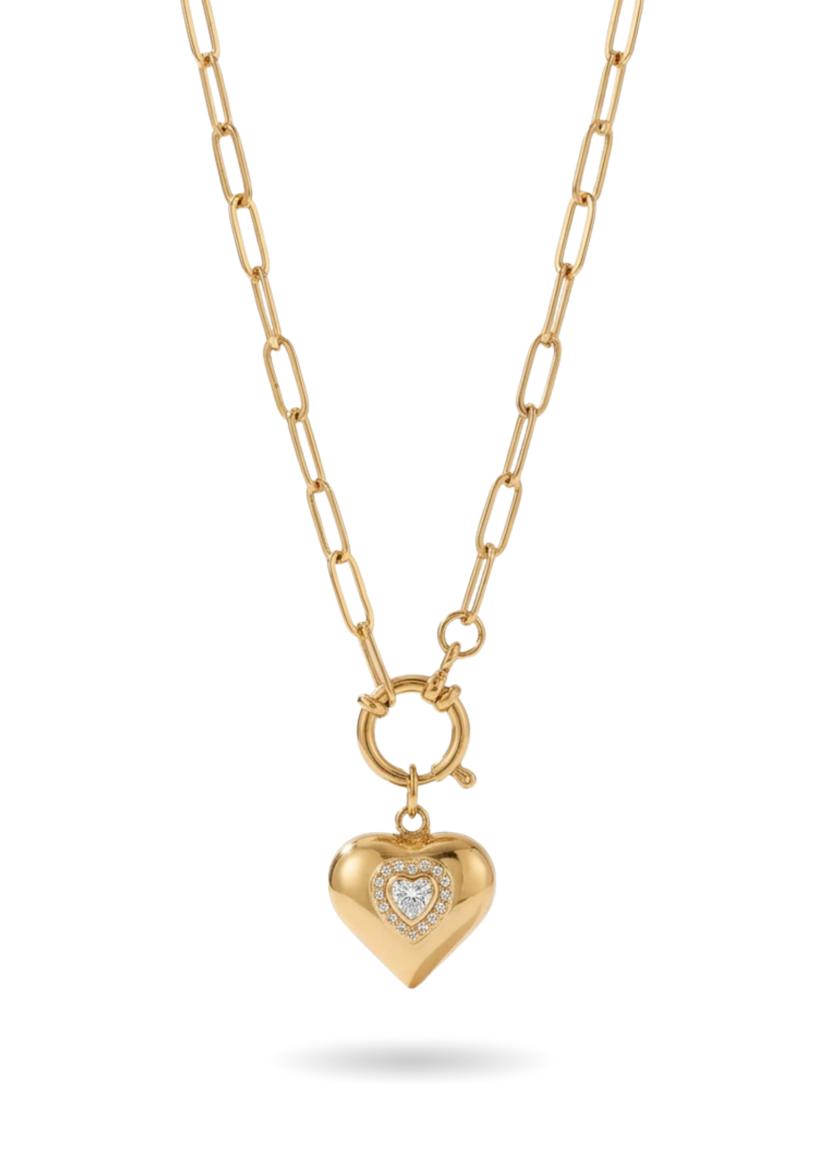 Collier Cœur Strass Femme or