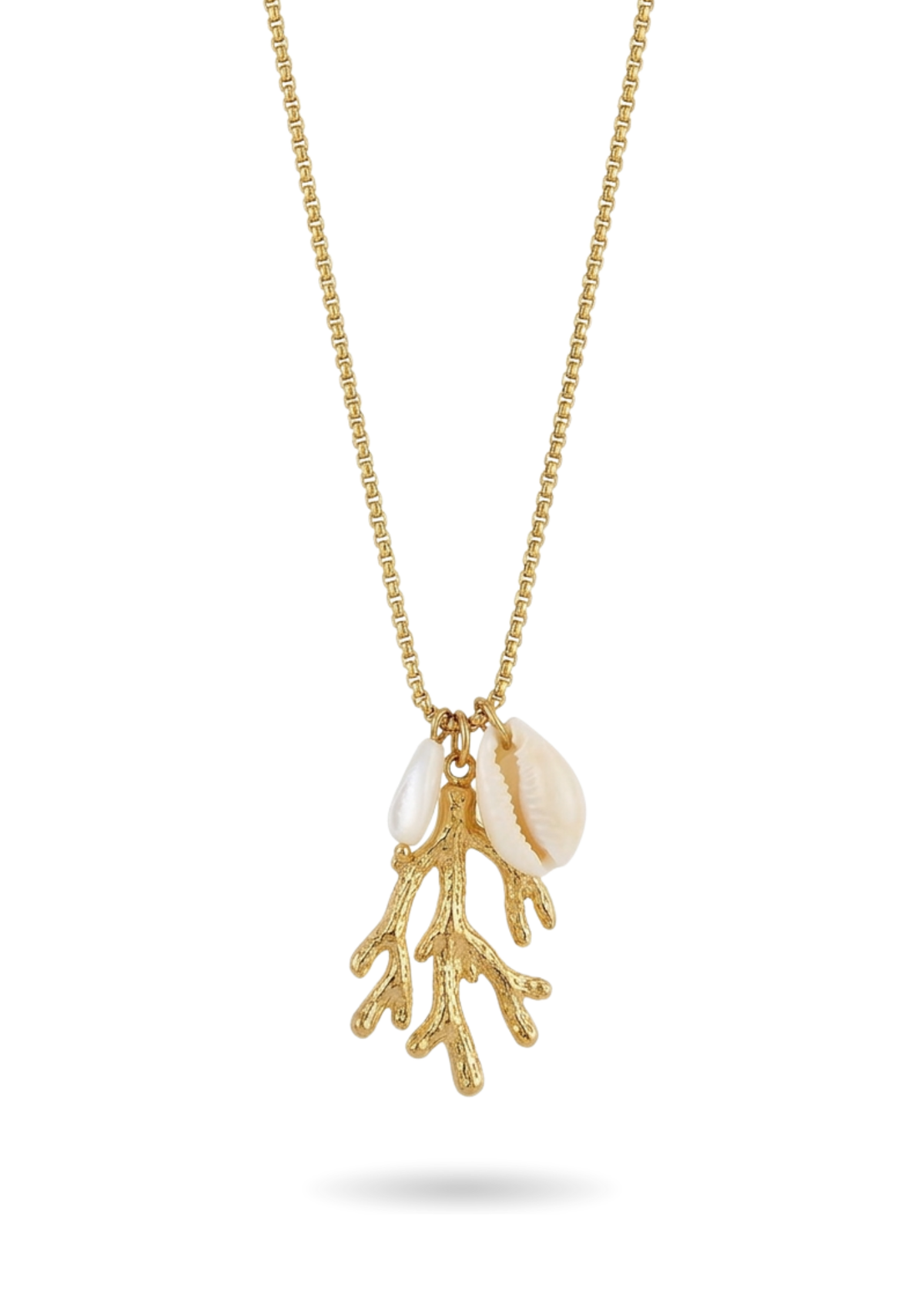 Collier Coquillage et Corail Femme
