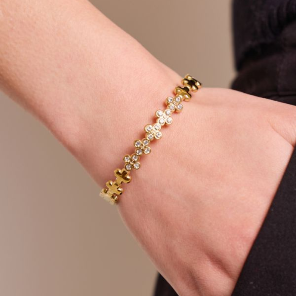 Bracelet Jonc Trèfle Zircon