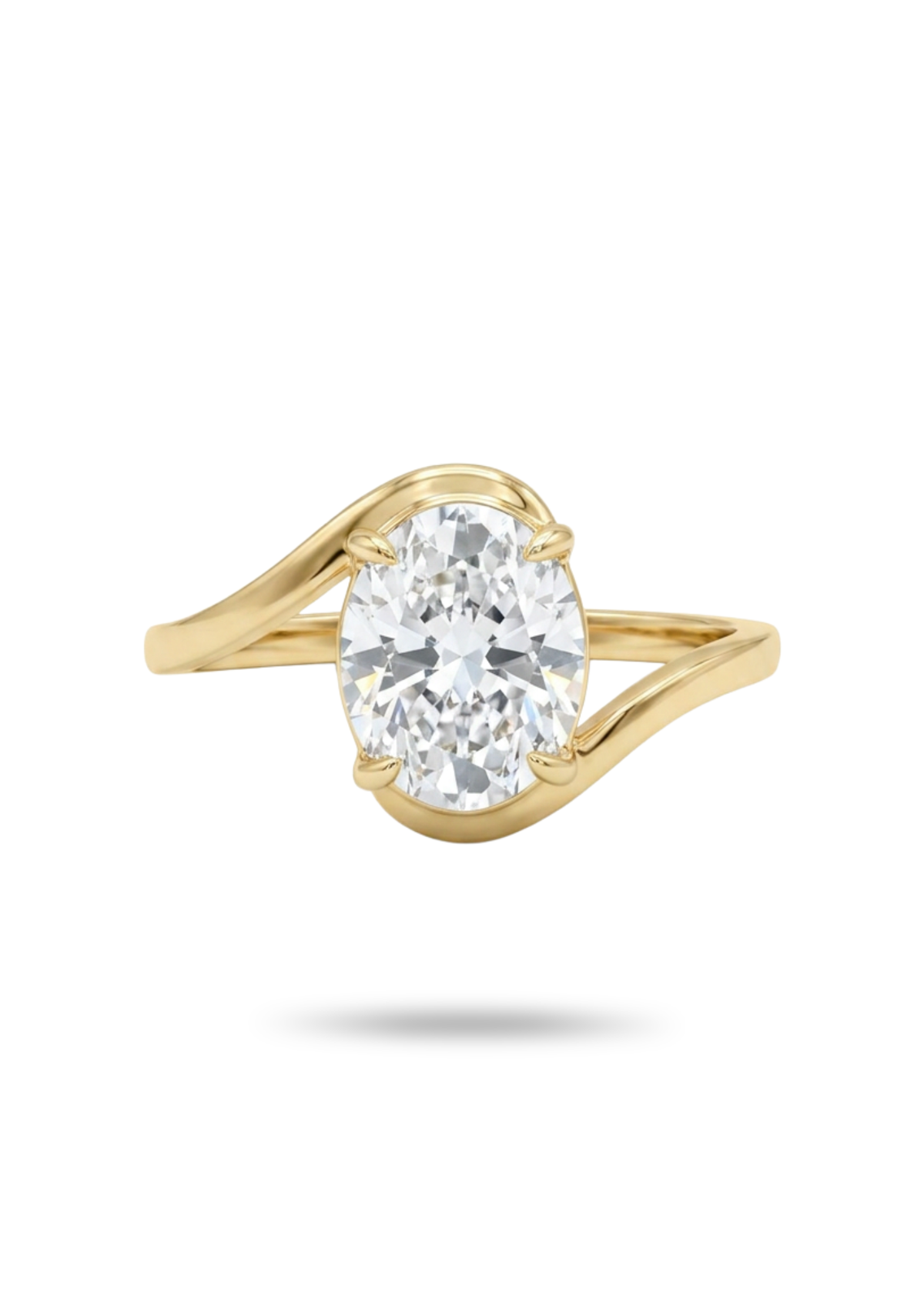 Bague Solitaire Ovale Croisée or