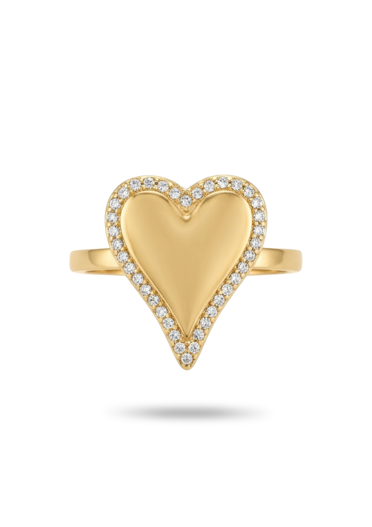 Bague Cœur Contour Strass or