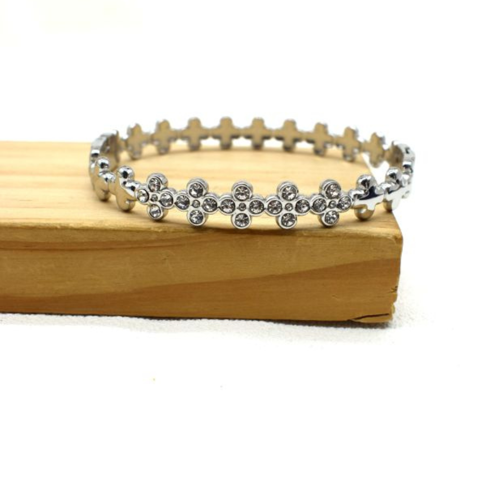 Bracelet Jonc Trèfle Zircon