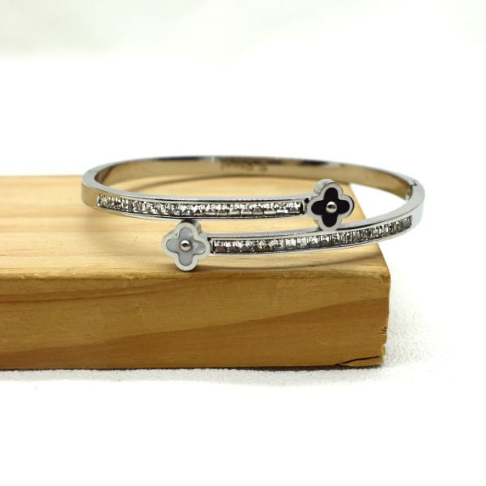 Bracelet Jonc Trèfle Strass
