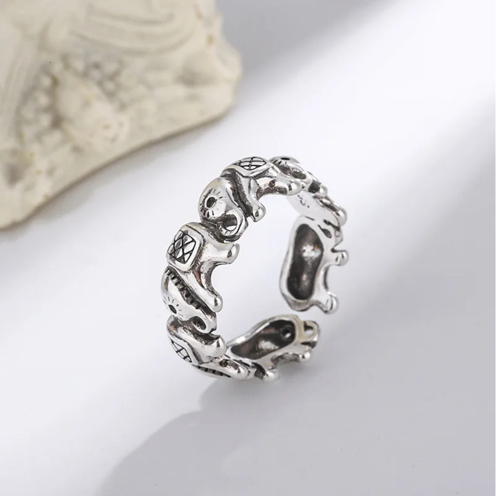 Bague groupe d'Éléphant ouverte