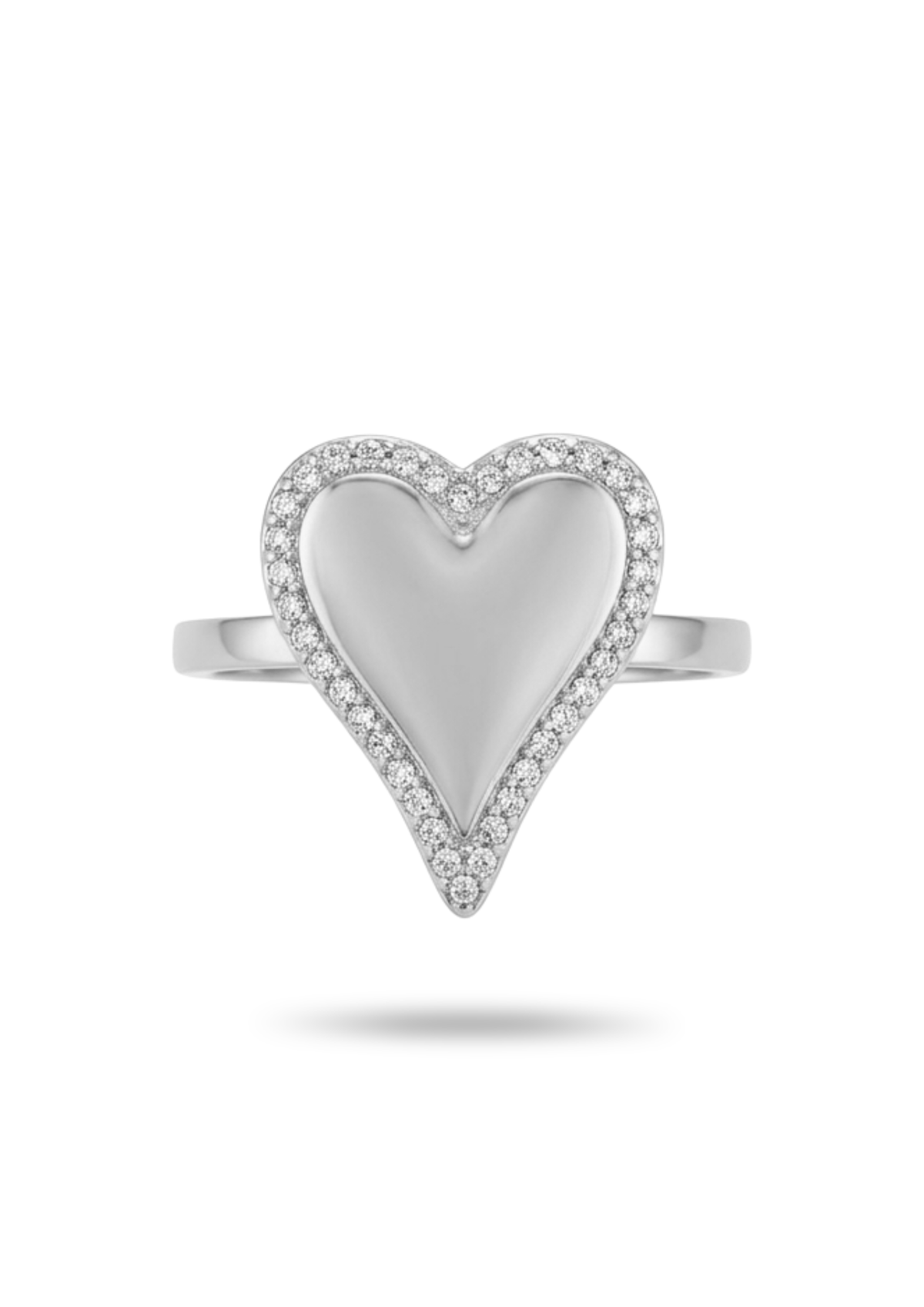 Bague Cœur Contour Strass argent