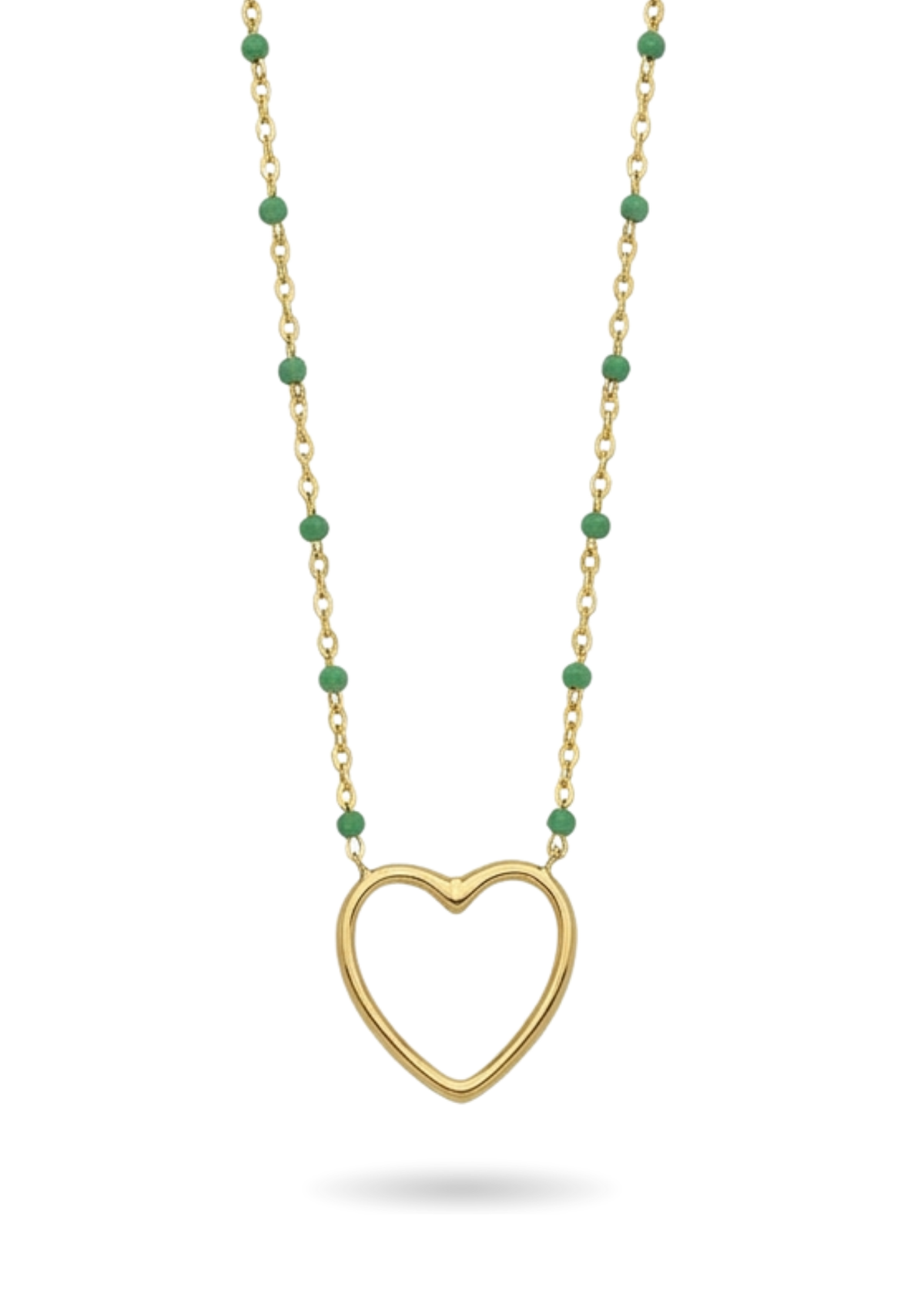 Collier Coeur Perles vert