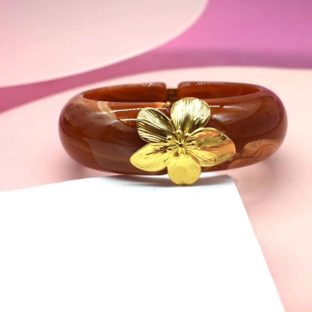 Jonc Fleur Résine marron