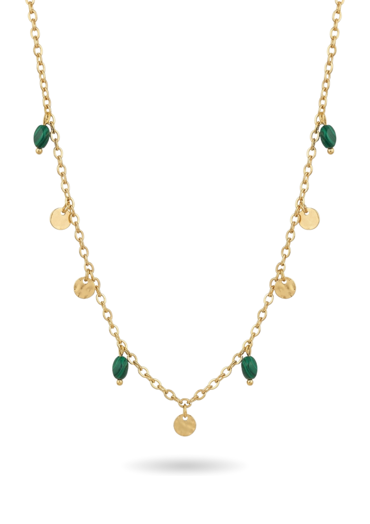 Collier Médailles et Perles Vertes