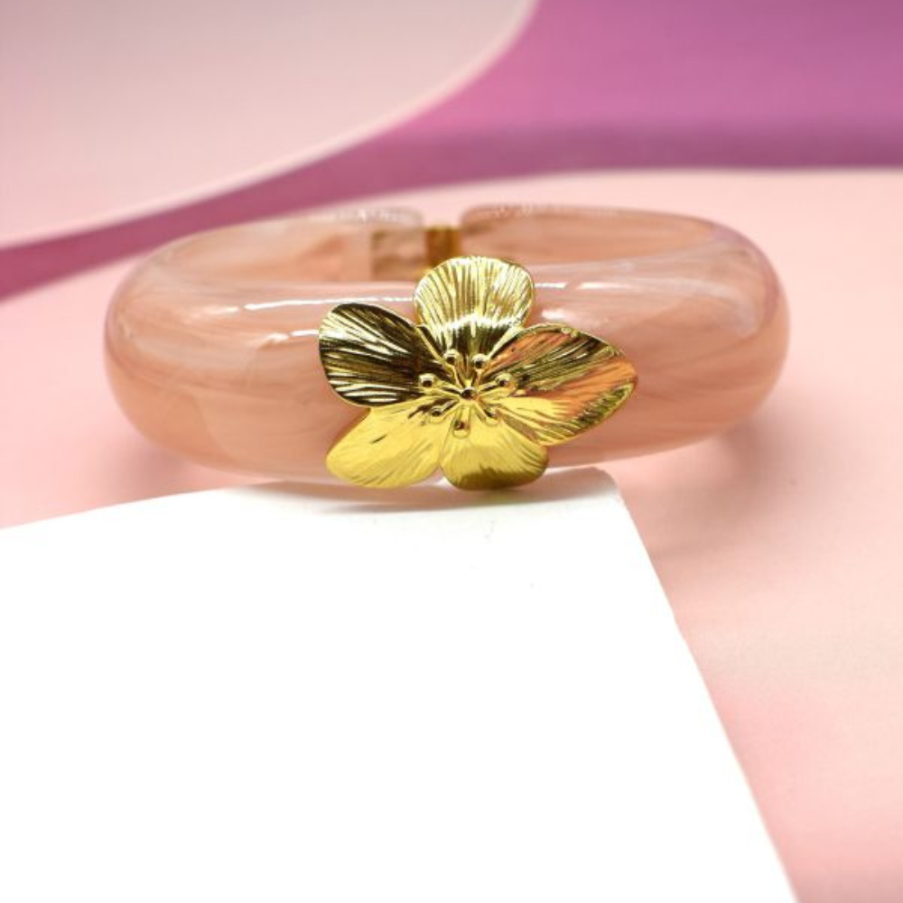 Jonc Fleur Résine rose