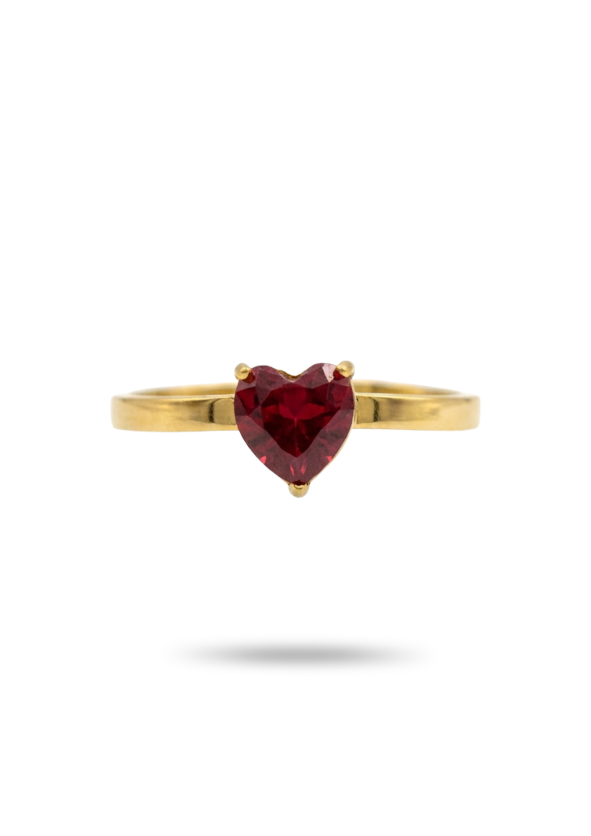 Bague Solitaire Cœur Rouge