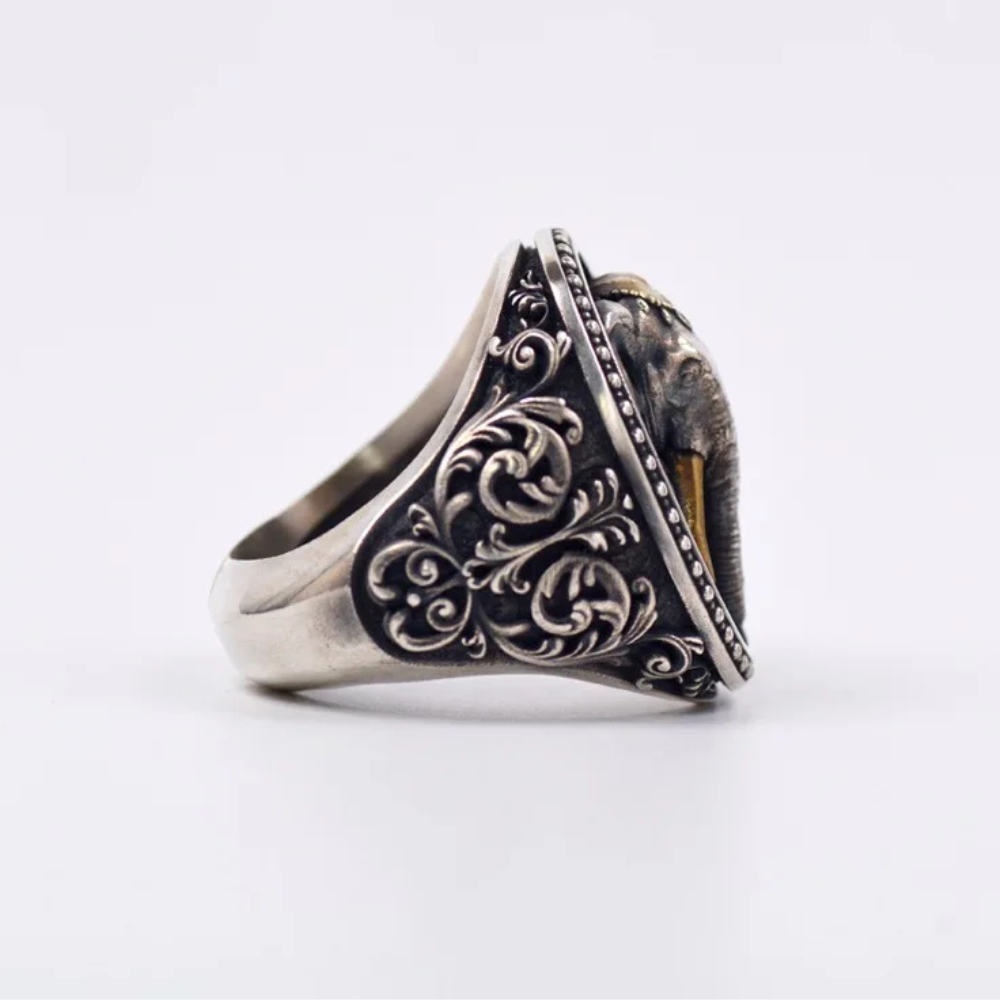 Chevalière Éléphant Thaïlande argent
