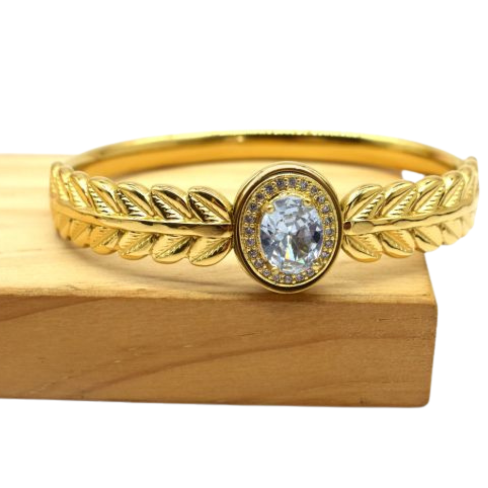 Bracelet Jonc Feuille Strass