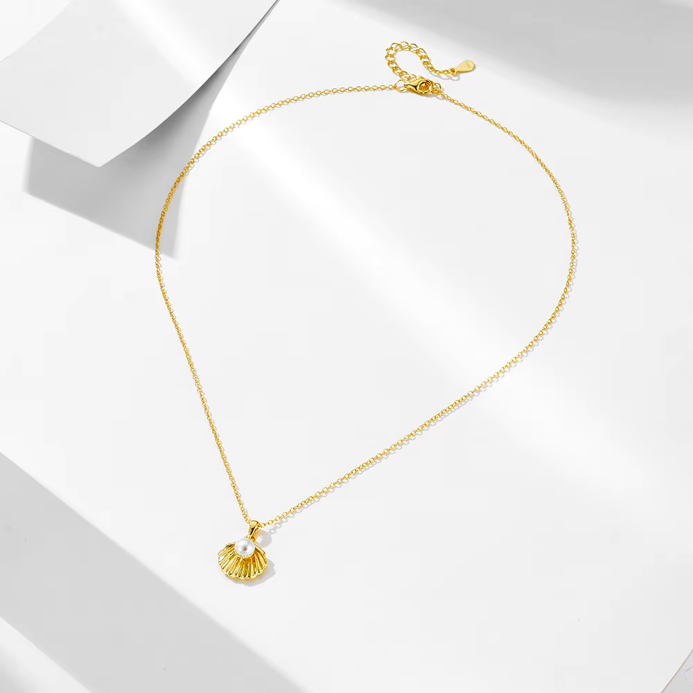 Collier Coquille et Perle doré