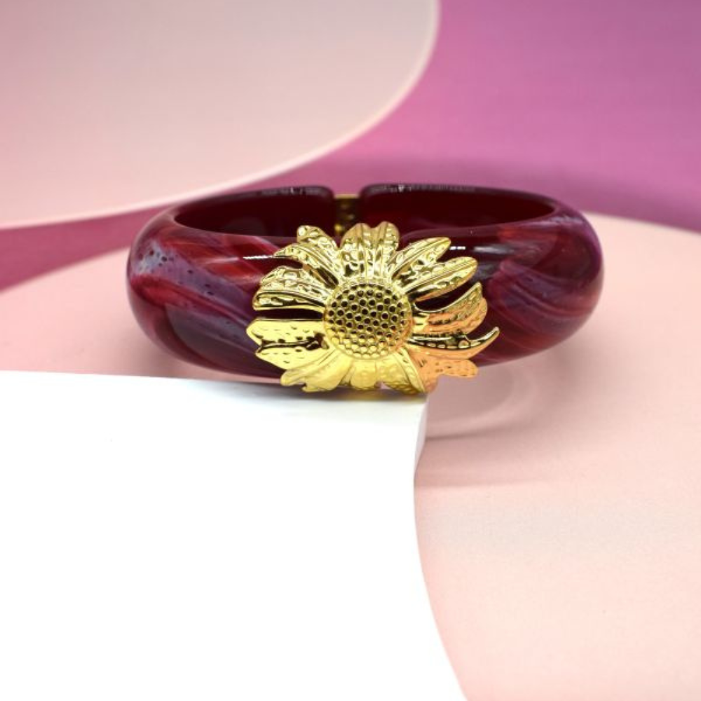 Jonc Fleur Pâquerette Résine rouge