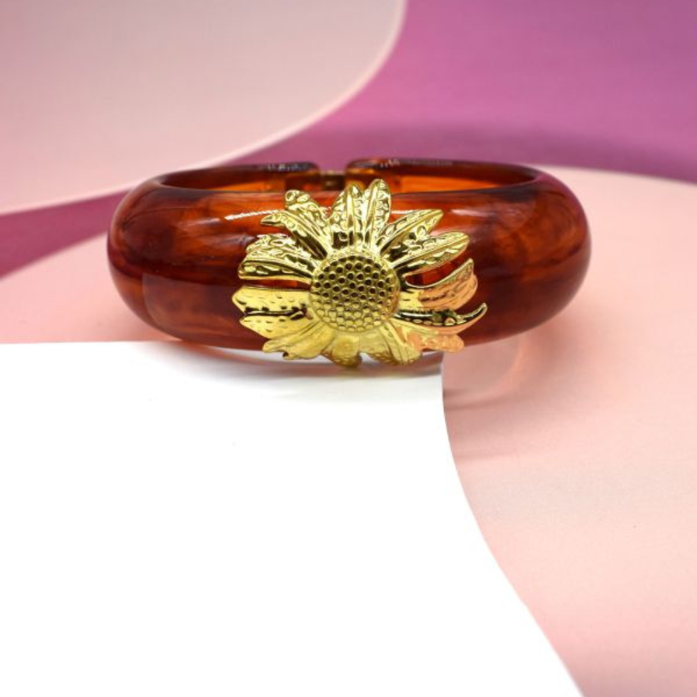 Jonc Fleur Pâquerette Résine marron