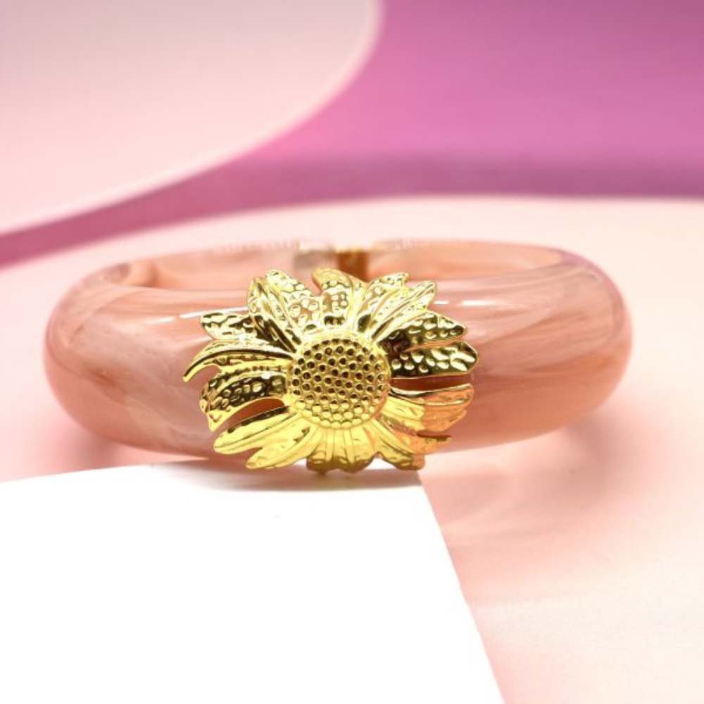 Jonc Fleur Pâquerette Résine rose