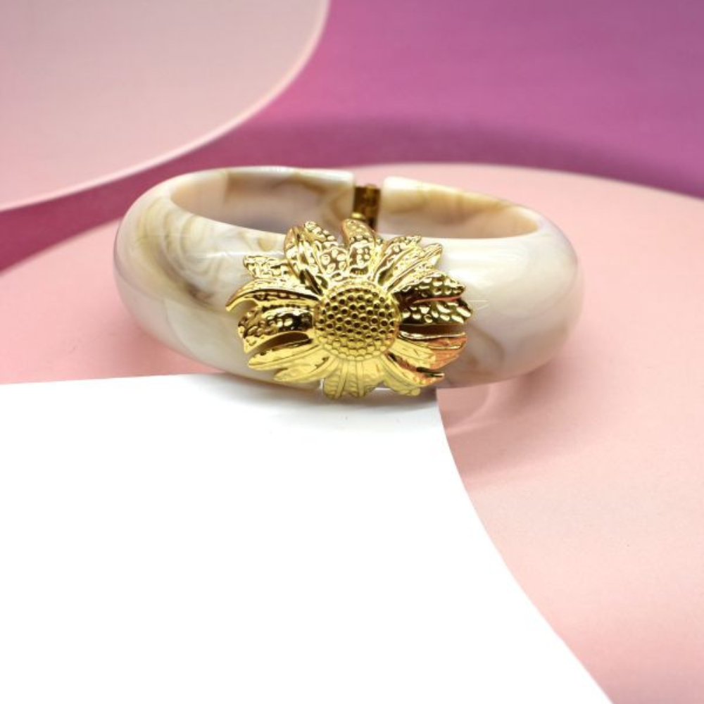 Jonc Fleur Pâquerette Résine beige