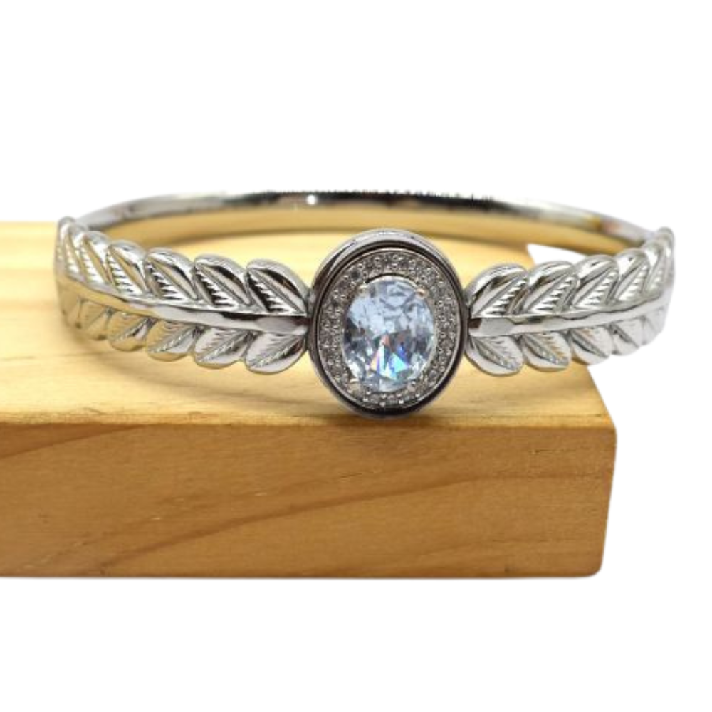 Bracelet Jonc Feuille Strass
