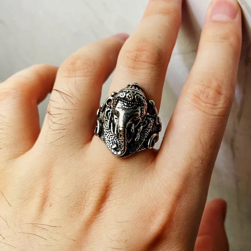 Bague Tête Éléphant Homme reglable