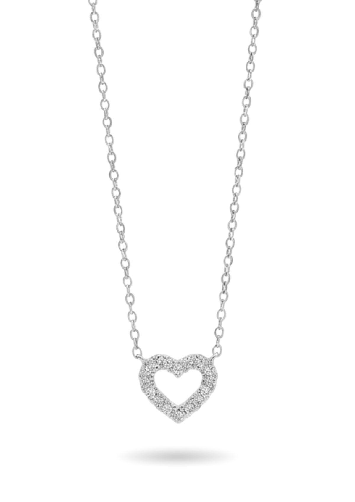 Collier Cœur Strass argent
