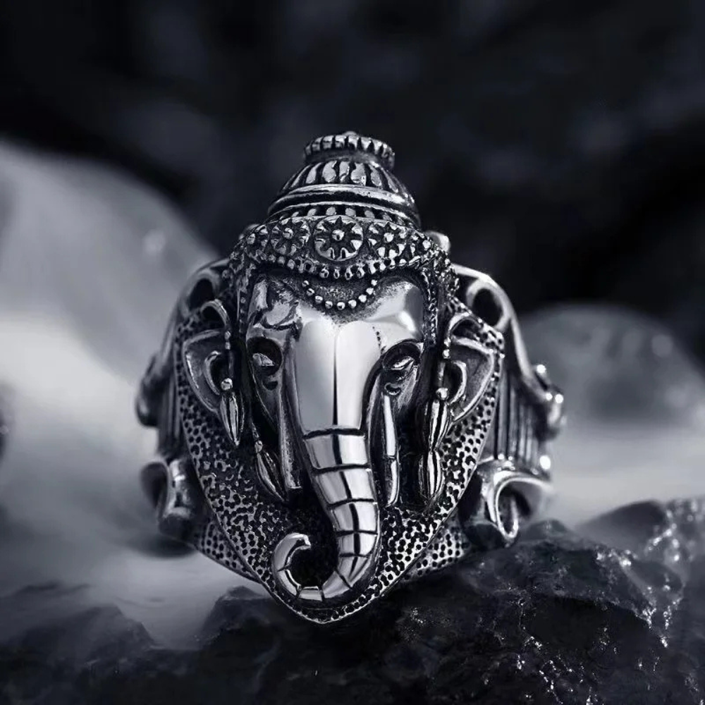 Bague Tête Éléphant Homme acier