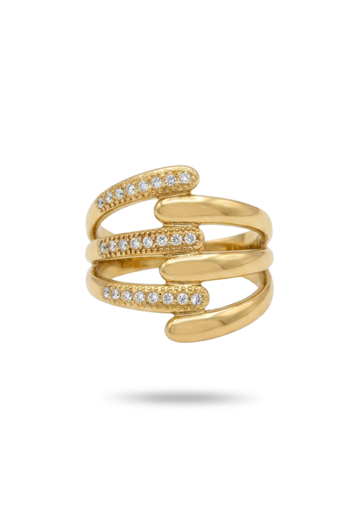 Bague Tendance Multi Rangs or
