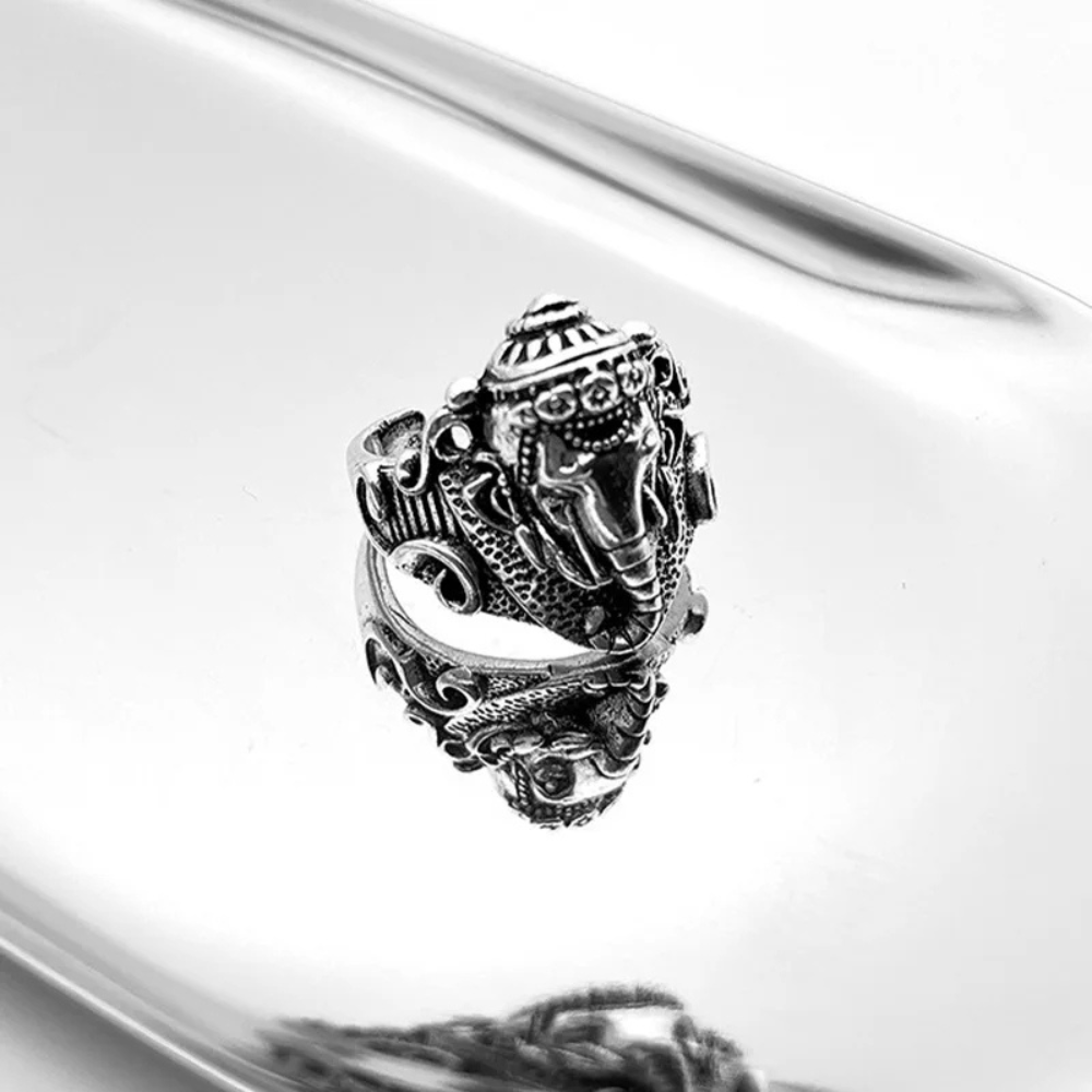 Bague Tête Éléphant Homme thai