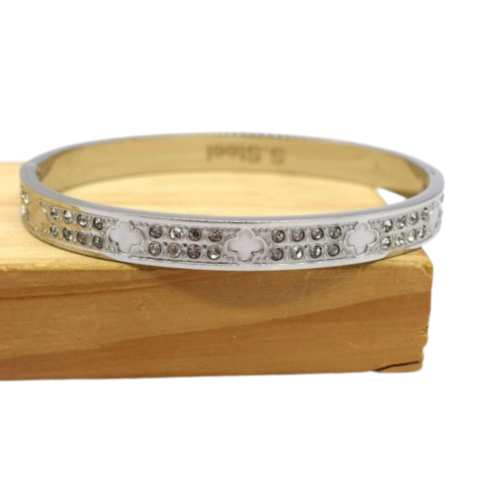 Bracelet Jonc Trèfle Cristaux