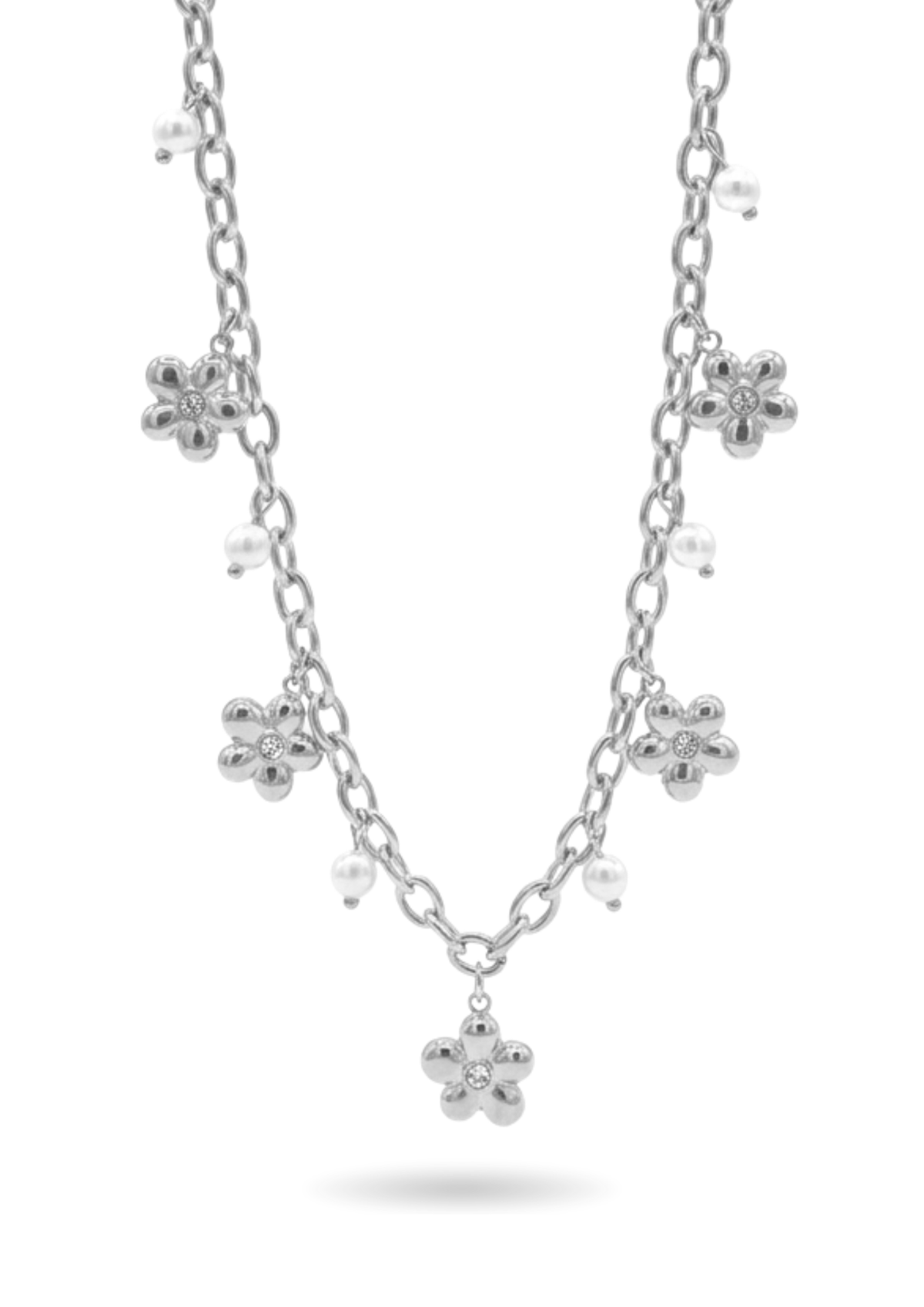 Collier Fleurs et Perles argent