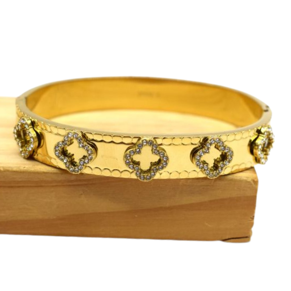 Bracelet Jonc Trèfle Zircon