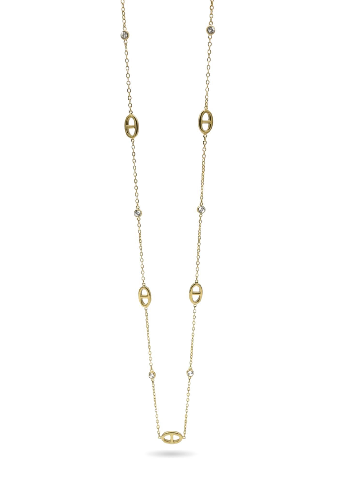Sautoir Fin Maille Marine Strass