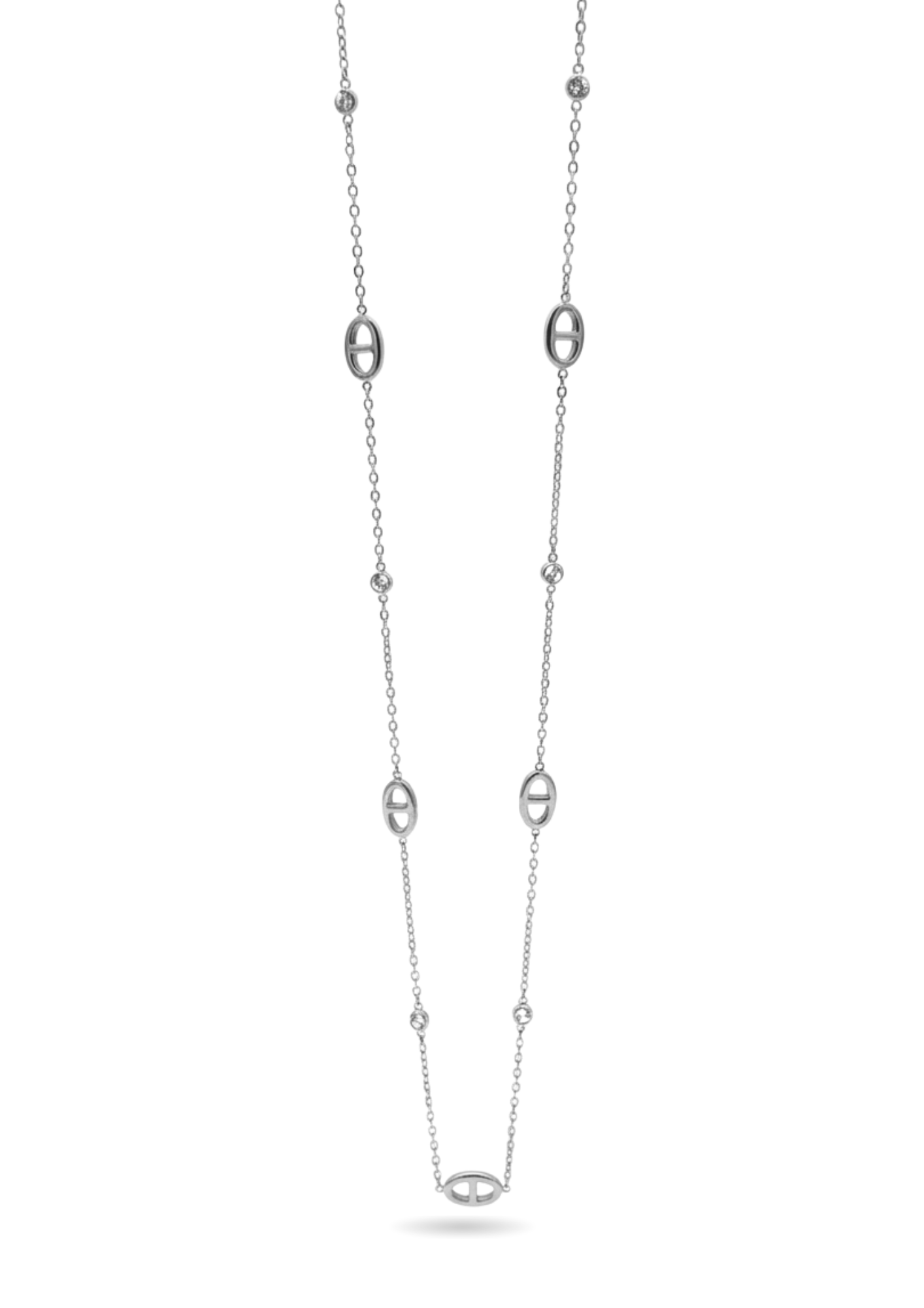 Sautoir Fin Maille Marine Strass femme