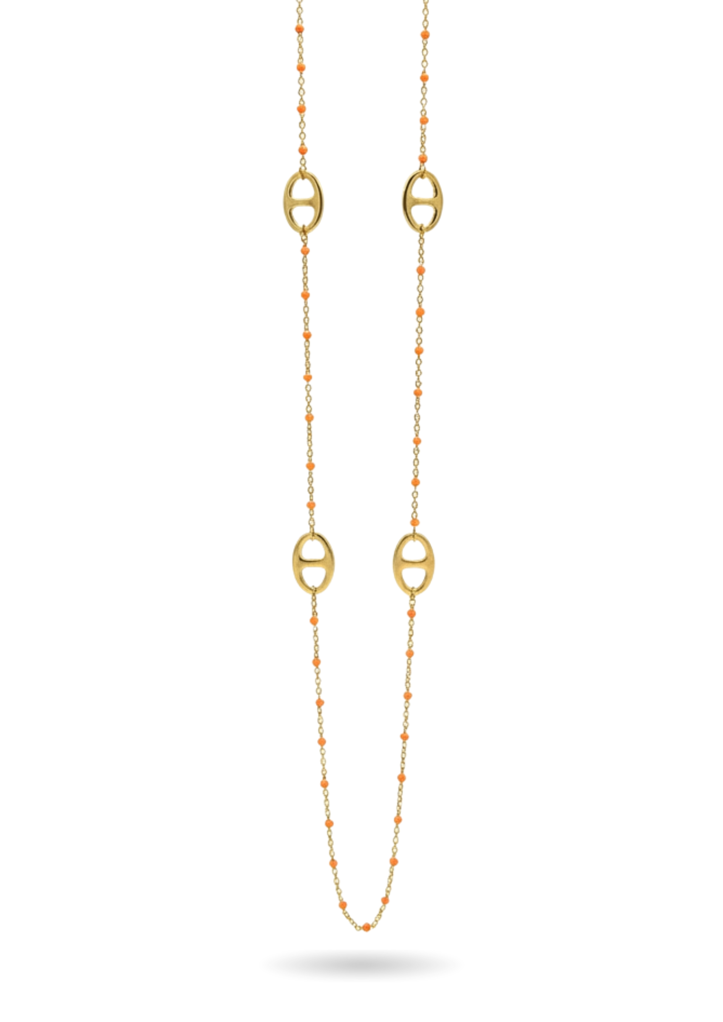 Sautoir Maille Marine Perles orange