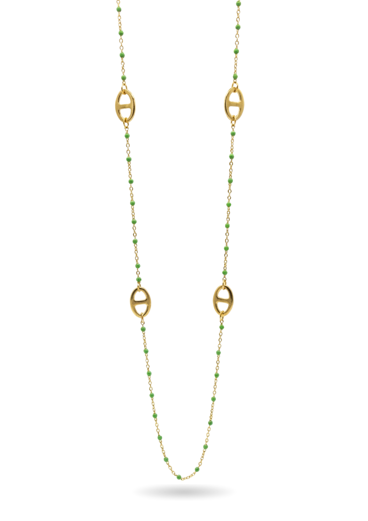 Sautoir Maille Marine Perles vert