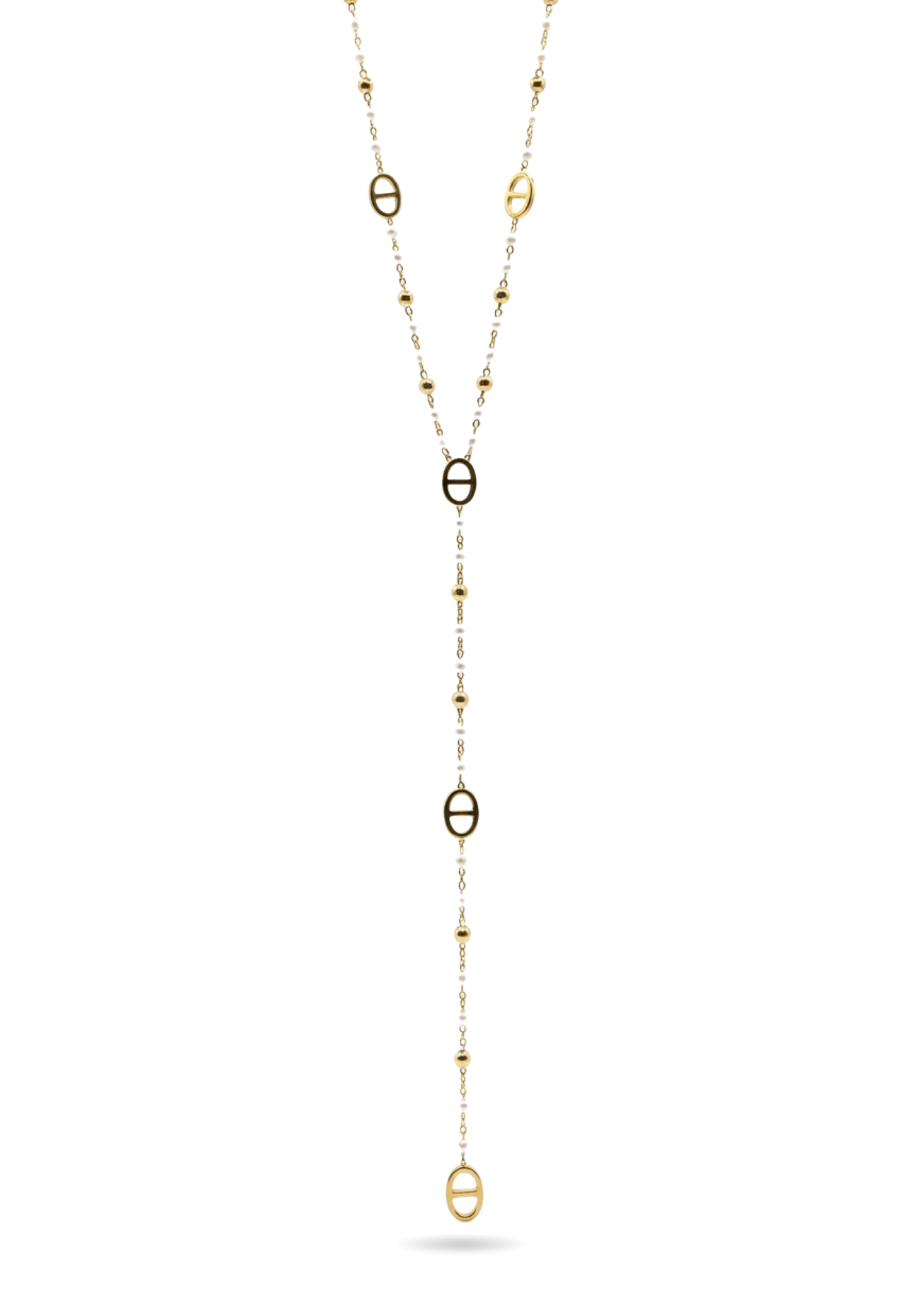 Collier Y Maille Marine blanc