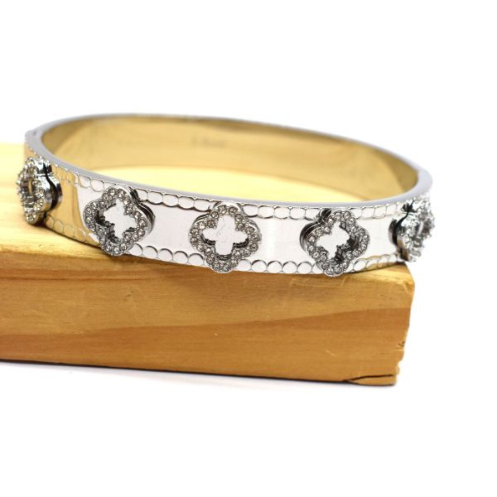 Bracelet Jonc Trèfle Zircon
