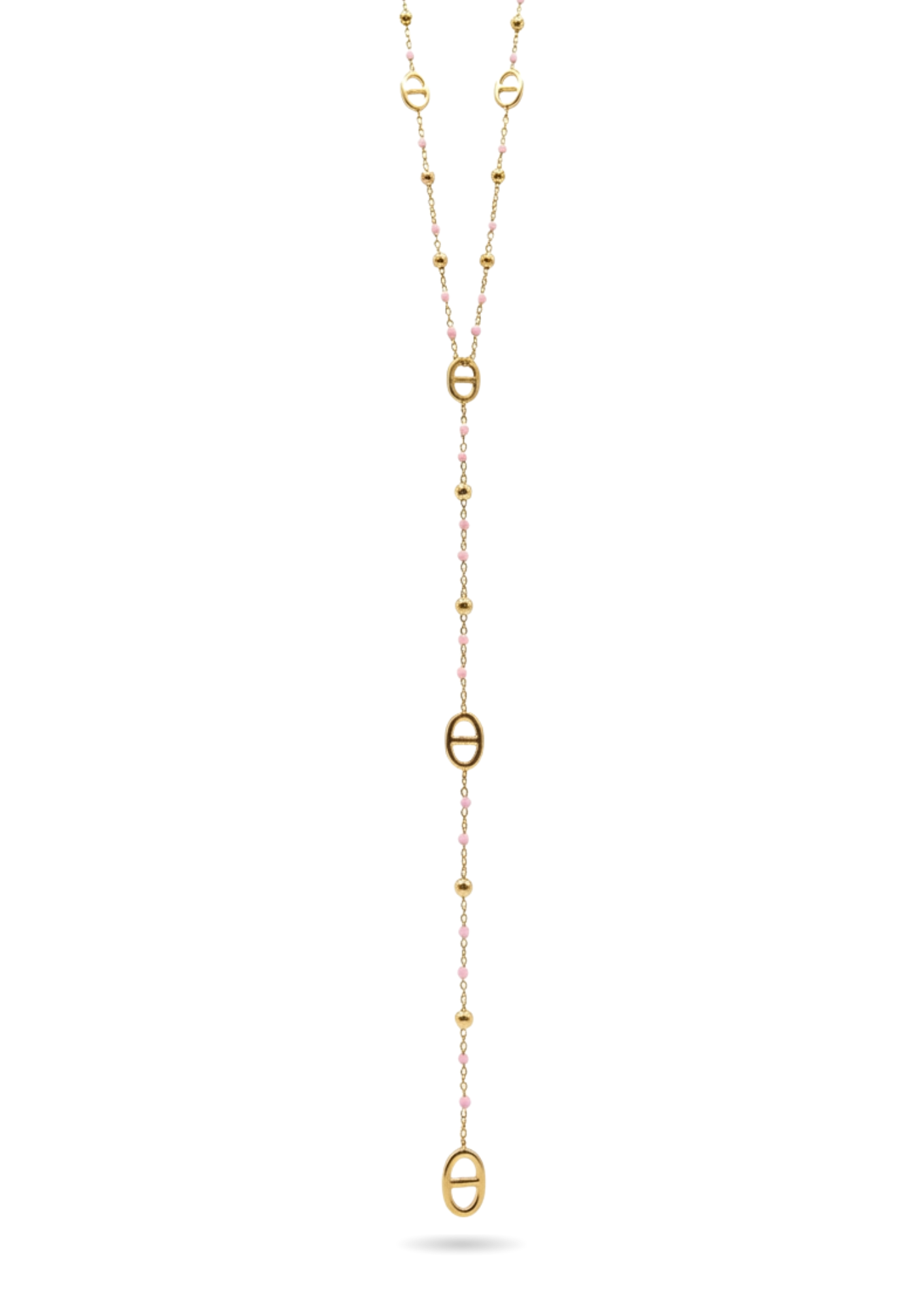 Collier Y Maille Marine rose