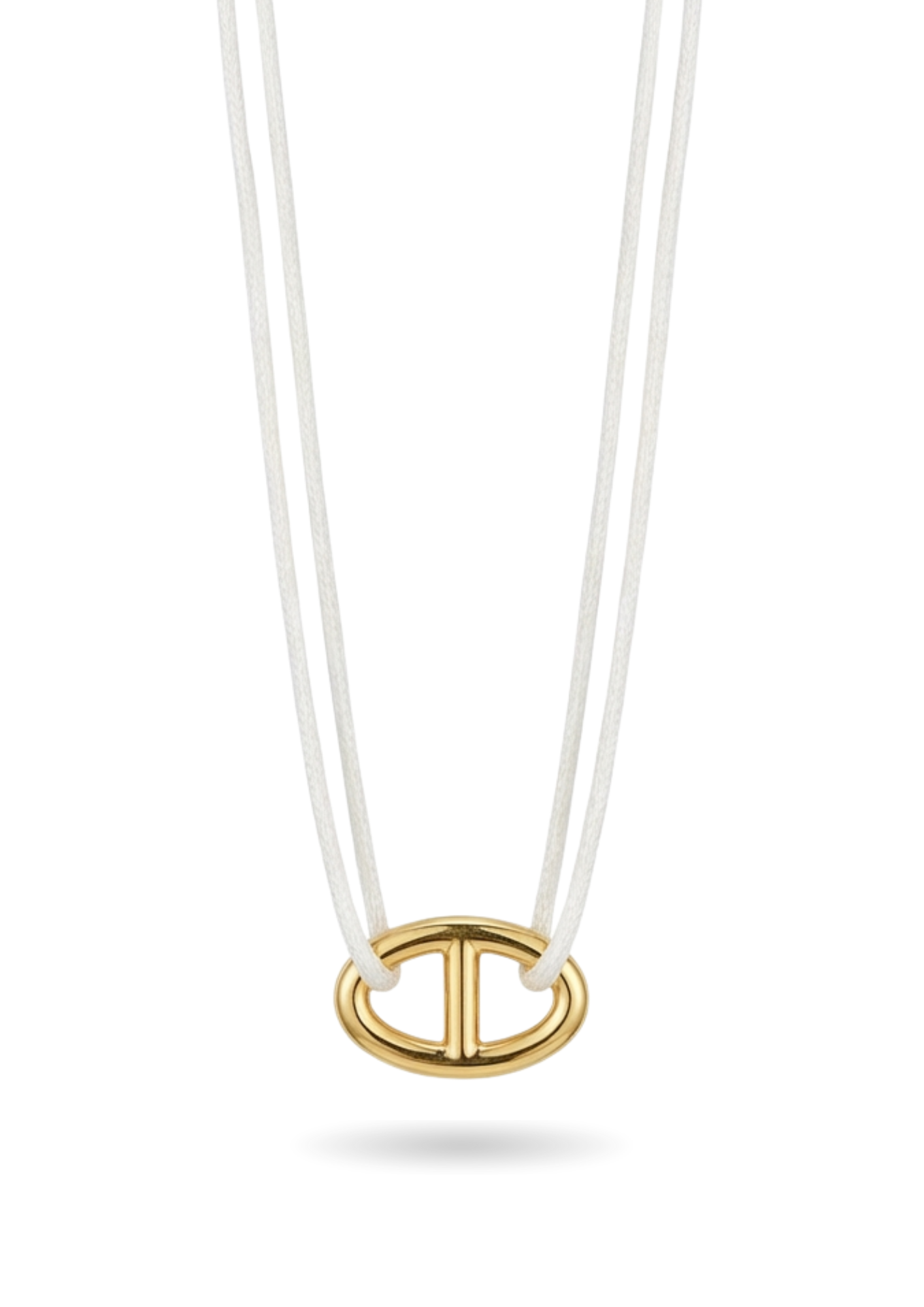 Collier Cordon Maille Marine blanc