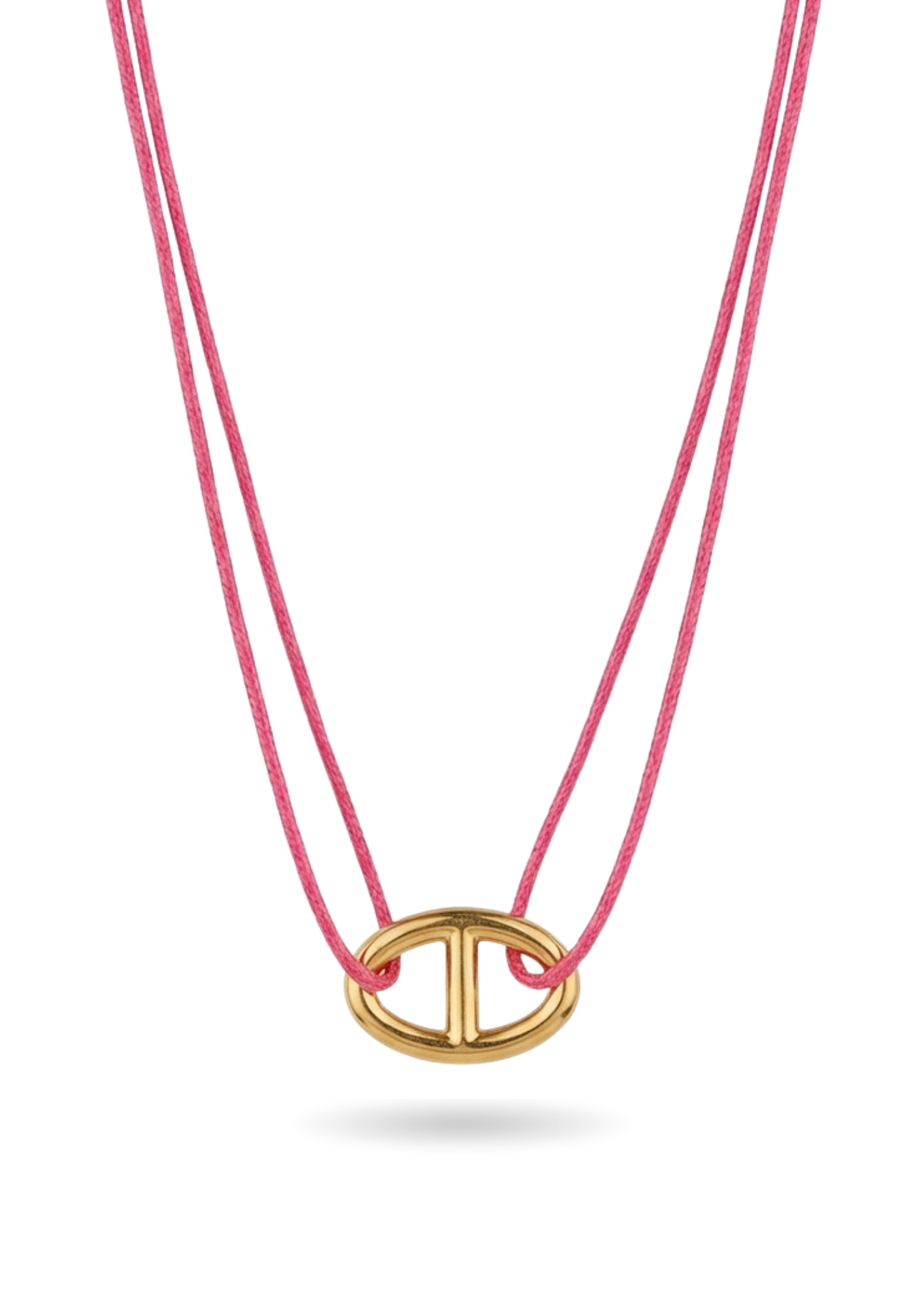 Collier Cordon Maille Marine rose