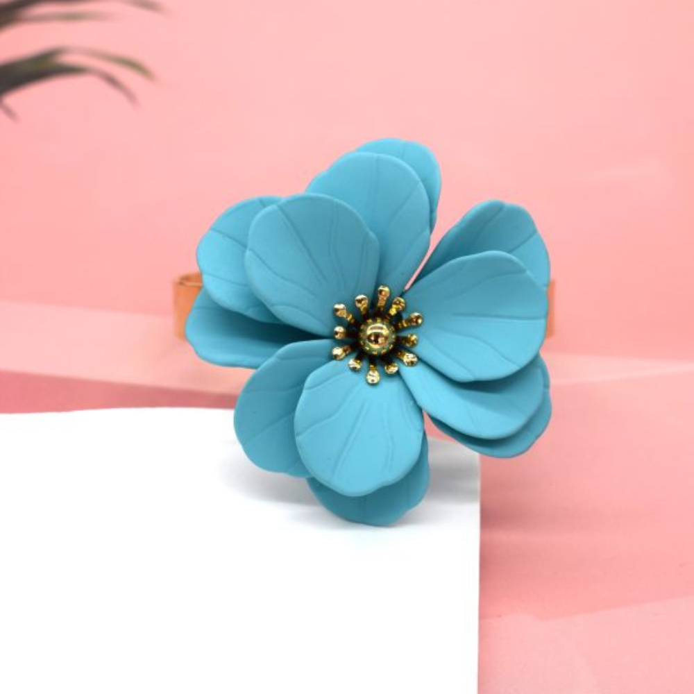 Jonc Fleur Tissu bleu