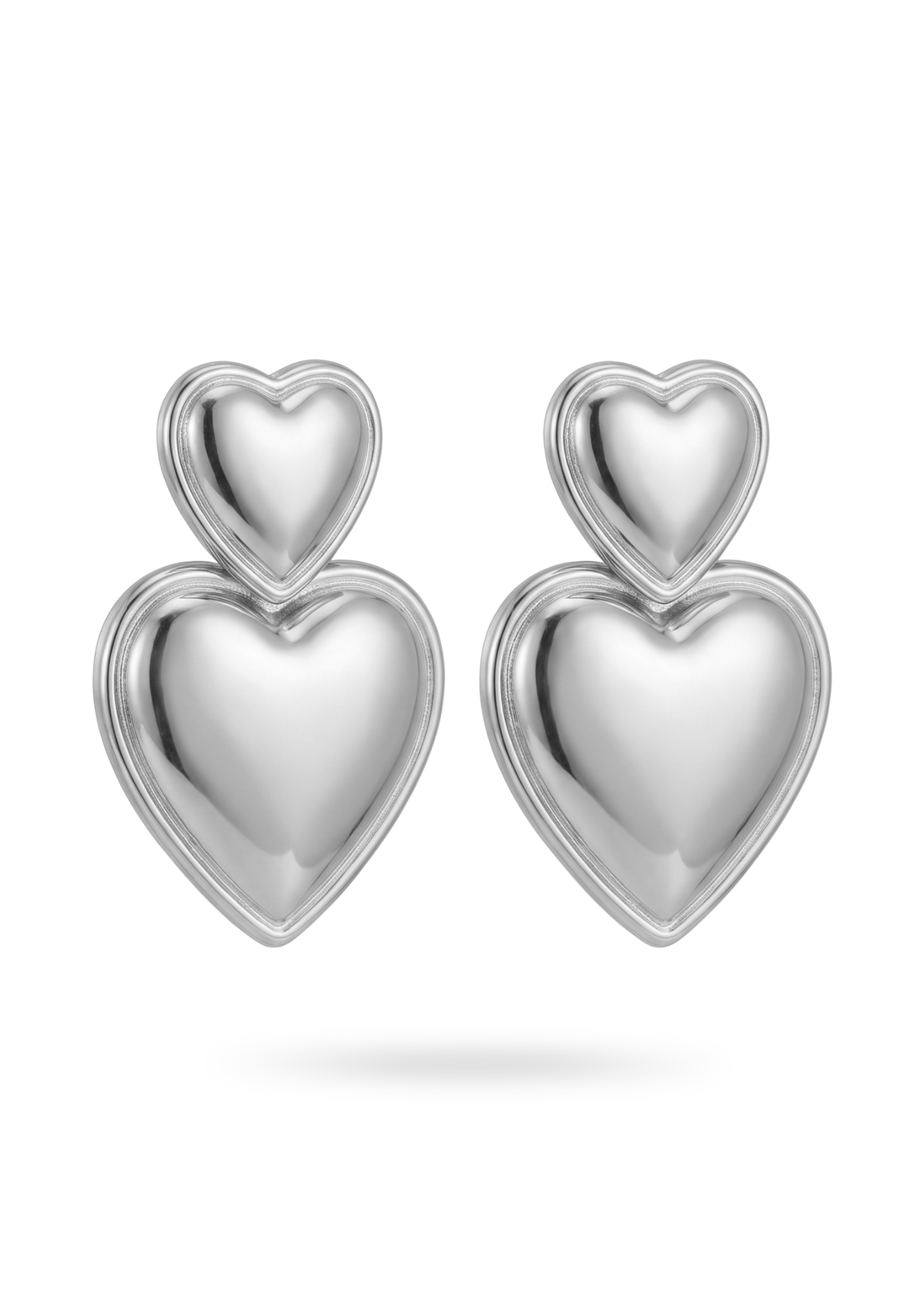 Boucles d'Oreilles Double Cœur argent