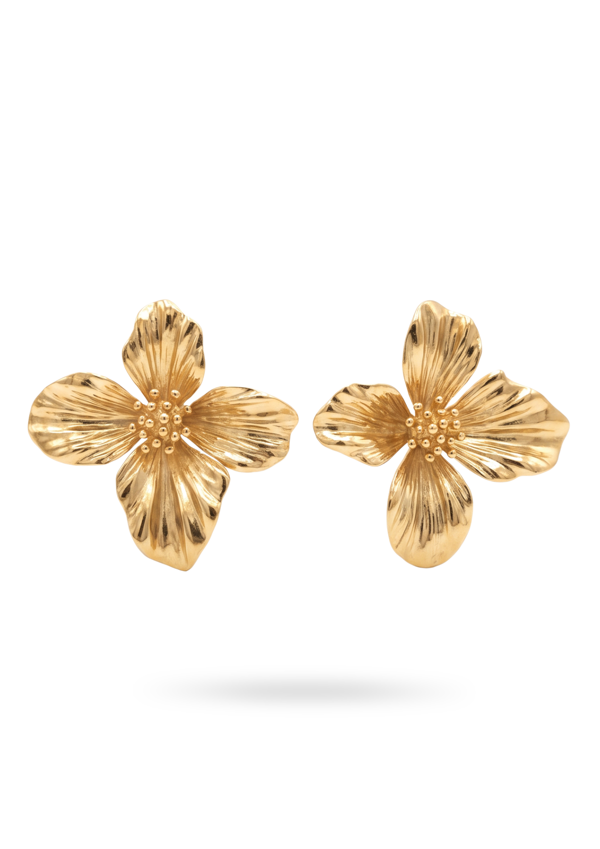 Boucles d'Oreilles Grandes Fleurs or