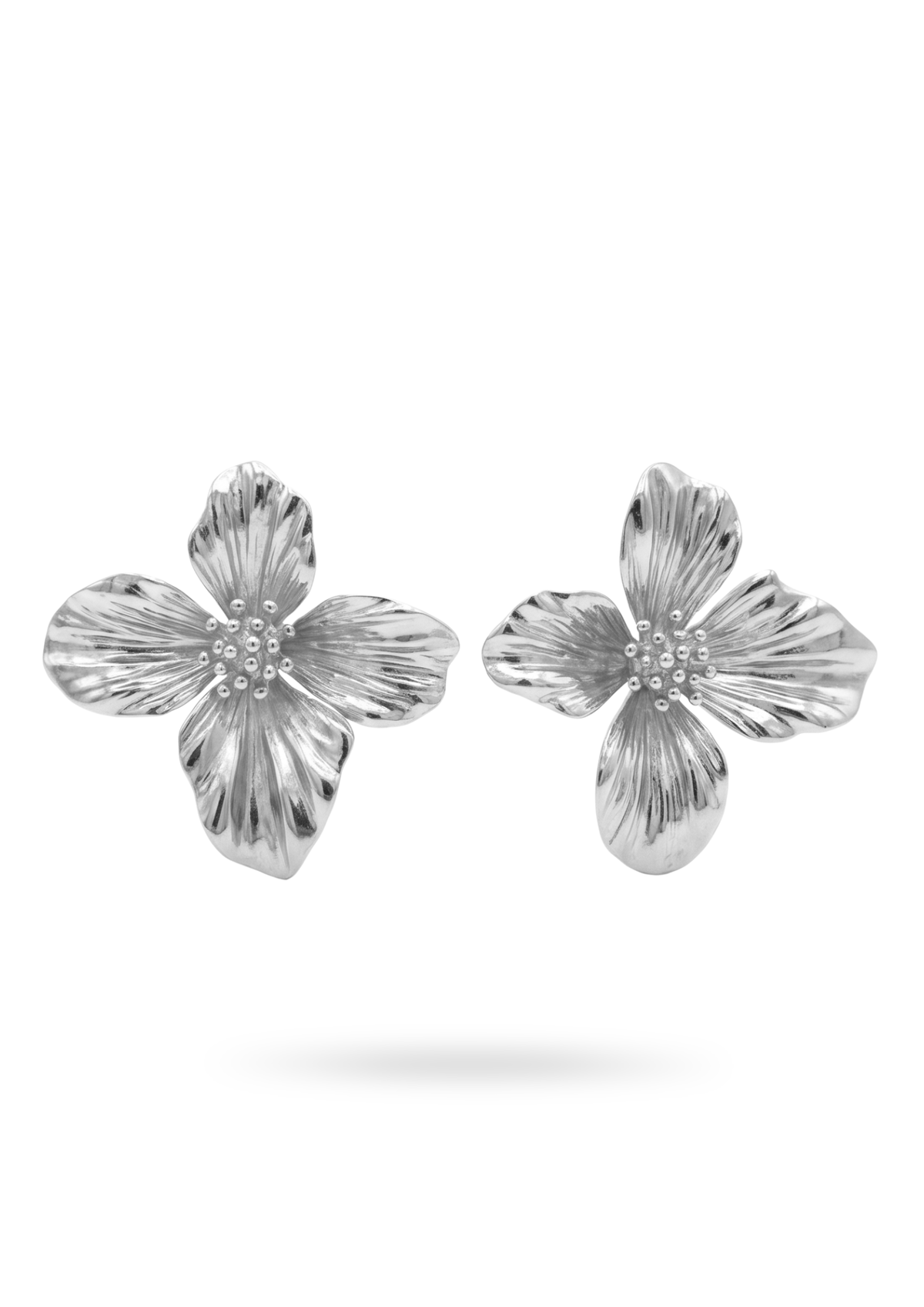Boucles d'Oreilles Grandes Fleurs argent