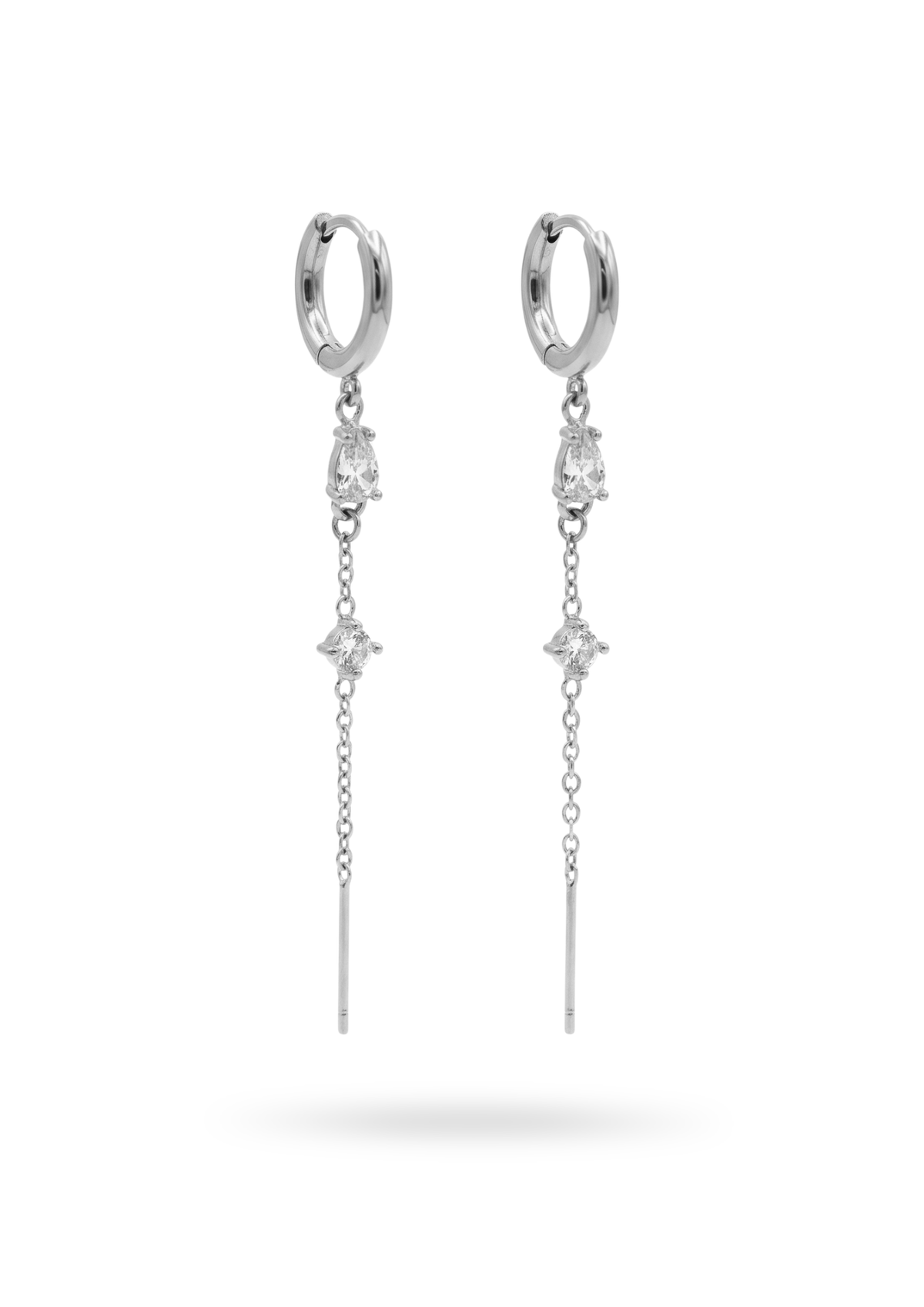 Boucles d'Oreilles Créoles Pendantes Chaînes Strass