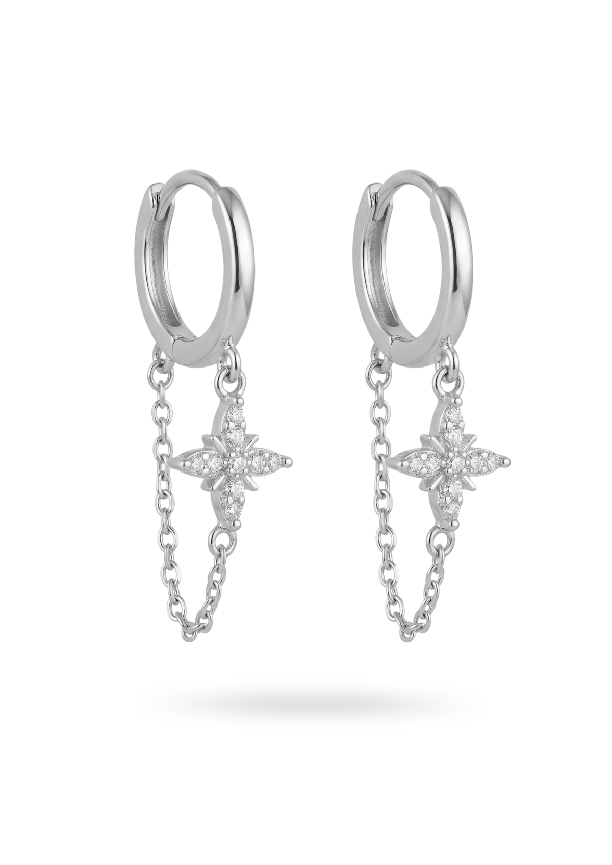 Boucles d'Oreilles Créoles Petites Étoiles Strass