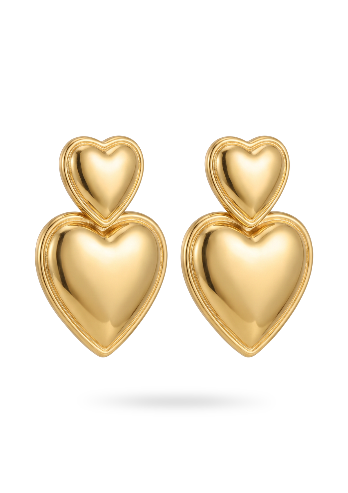 Boucles d'Oreilles Double Cœur or