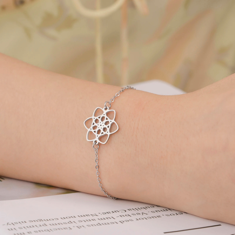 Bracelet Fleur Camelia chaine argent