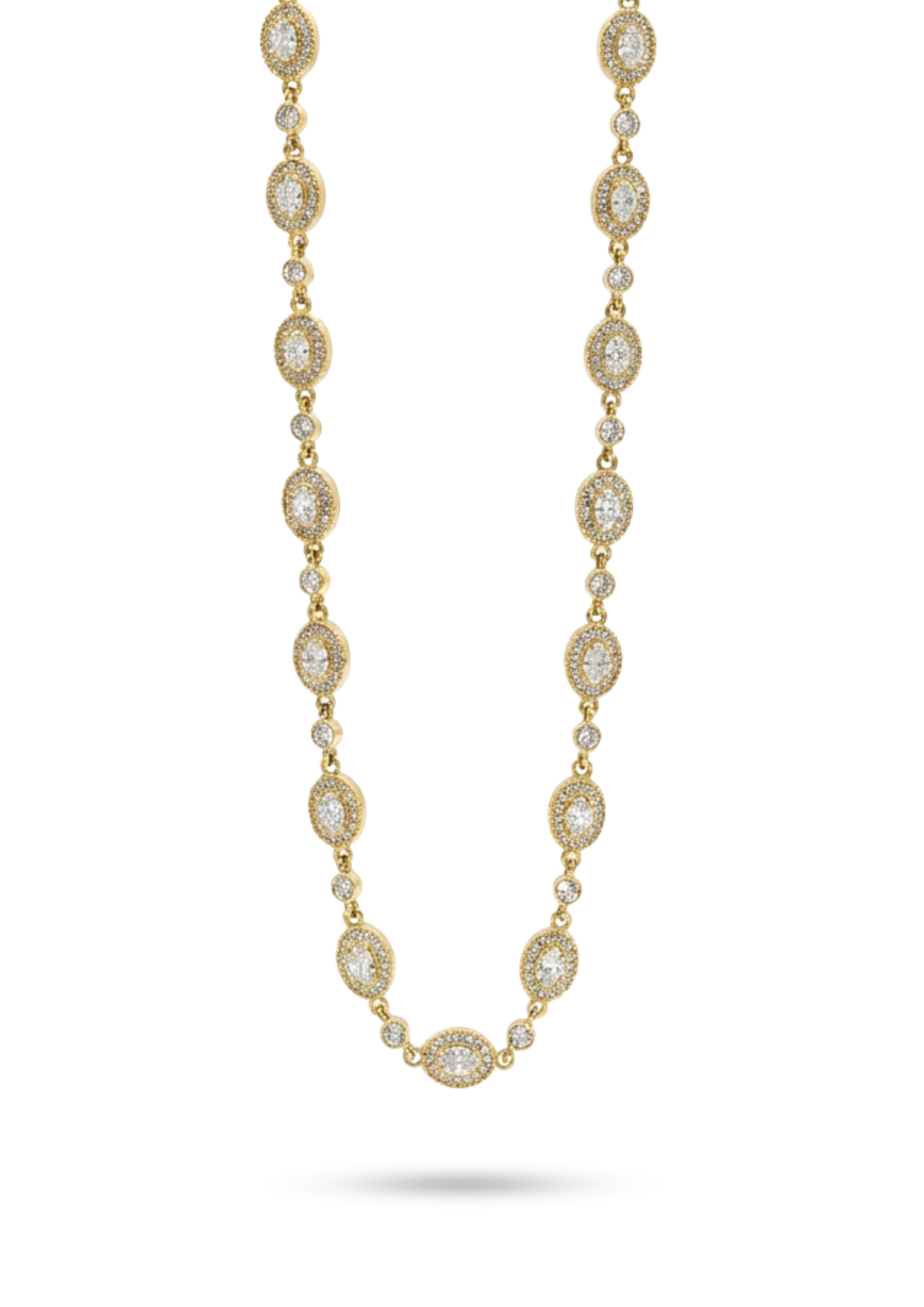 Collier Rivière Strass Ovales or