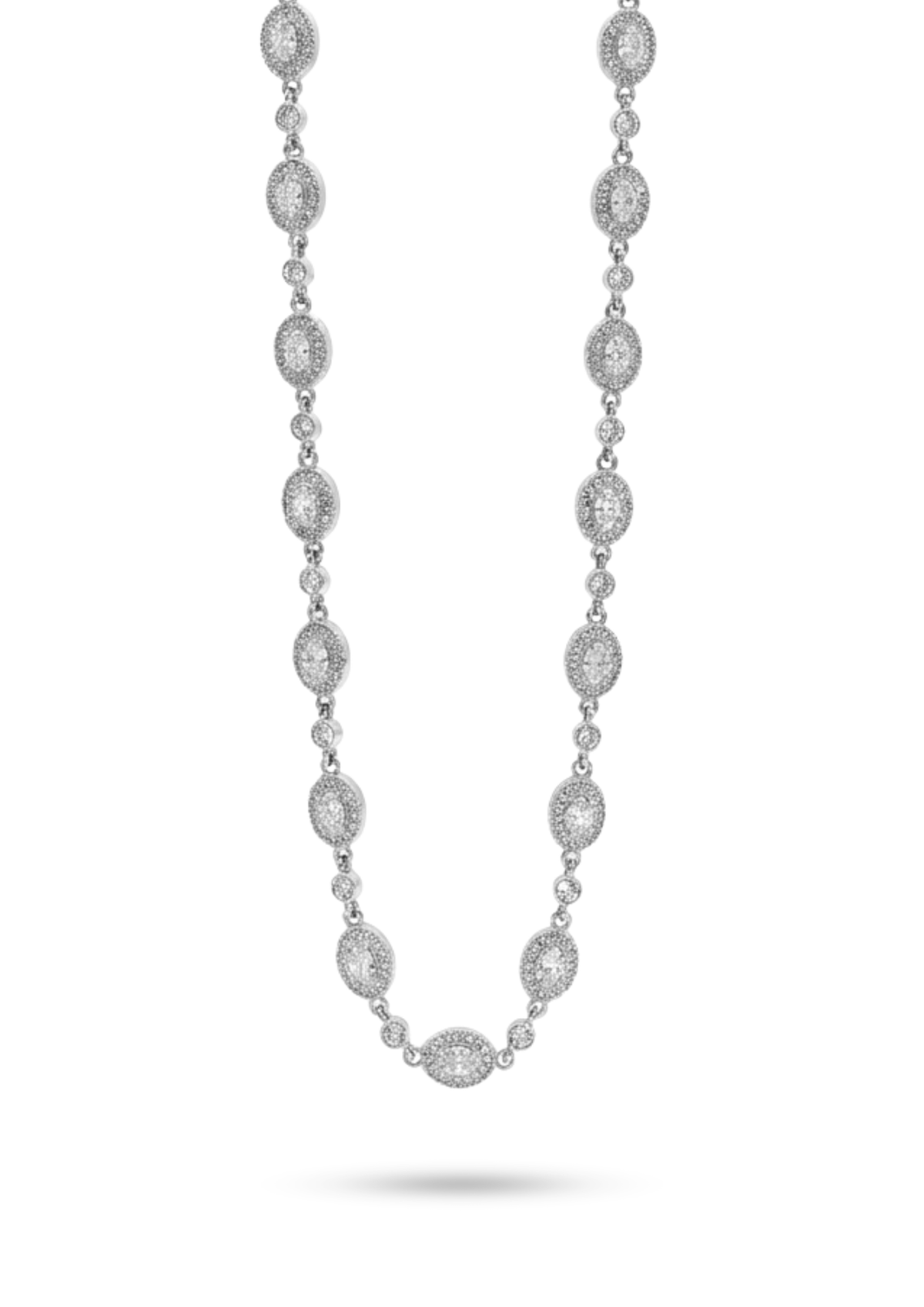 Collier Rivière Strass Ovales argent